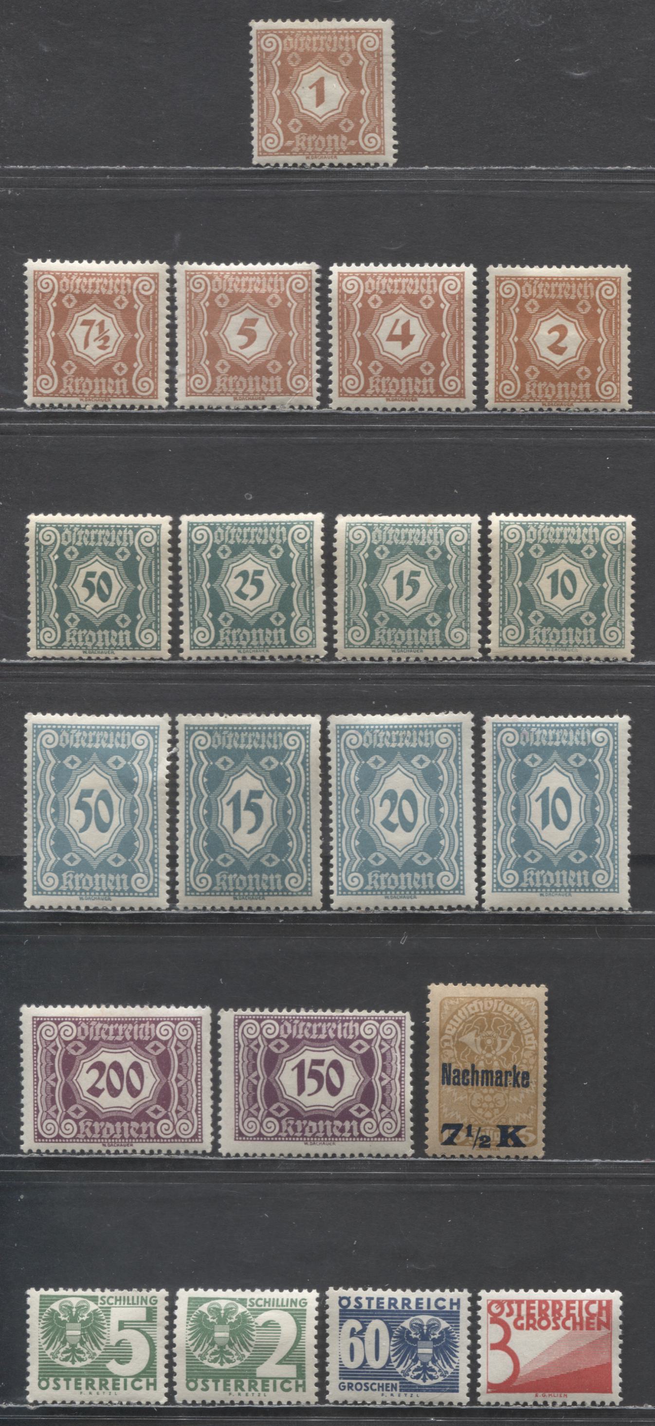 Lot 67 Austria SC#J102/J172 1921-1932 Postage Dues, 20 F/VFOG Singles, Click on Listing to See ALL Pictures, Estimated Value $8