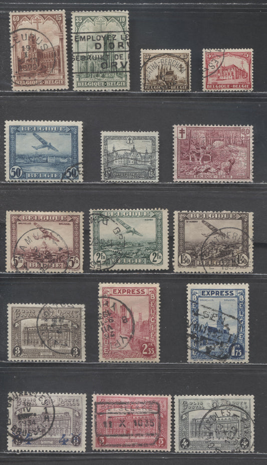 Lot 84 Belgium SC#B78/Q180 1928-1930 Semi Postal, Airmail & Special Delivery Parcel Post Issues, 16 Fine/Very Fine Used Singles, Click on Listing to See ALL Pictures, Estimated Value $6