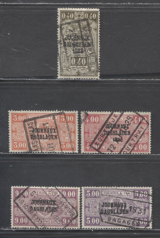 Lot 85 Belgium SC#P3/P38 1928-1931 Newspaper Stamps, Genuine, 5 Fine/Very Fine Used Singles, Click on Listing to See ALL Pictures, 2022 Scott Classic Cat. $18.8