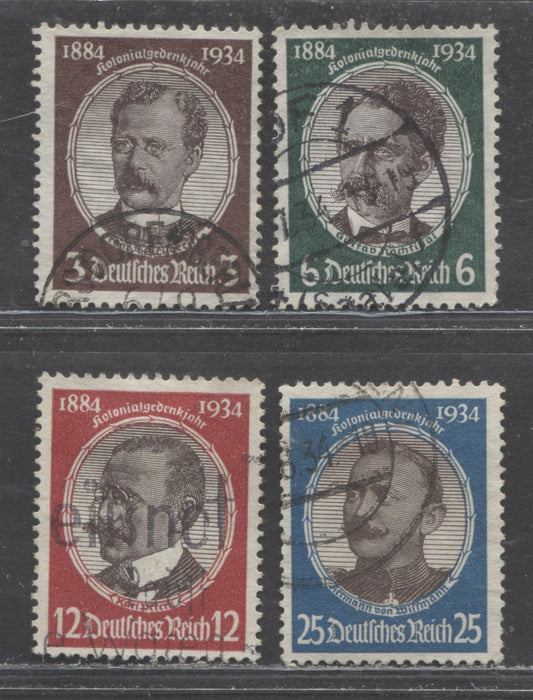 Lot 63 Germany SC#432-435 1934 Lost Colonies Of Germany Issue, 4 Fine/Very Fine Used Singles, Click on Listing to See ALL Pictures, Estimated Value $15