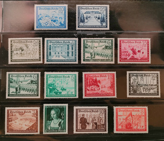 Lot 93 Germany SC#B146/B159 1939 Day Of German Art - Hitler's Culture Fund Issues, 14 F/VFOG Singles, Click on Listing to See ALL Pictures, Estimated Value $15