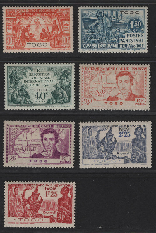 Lot 438 Togo SC#254/269 1931 Colonial Exposition issue, 7 VFOG Singles, Click on Listing to See ALL Pictures, 2022 Scott Classic Cat. $18.6