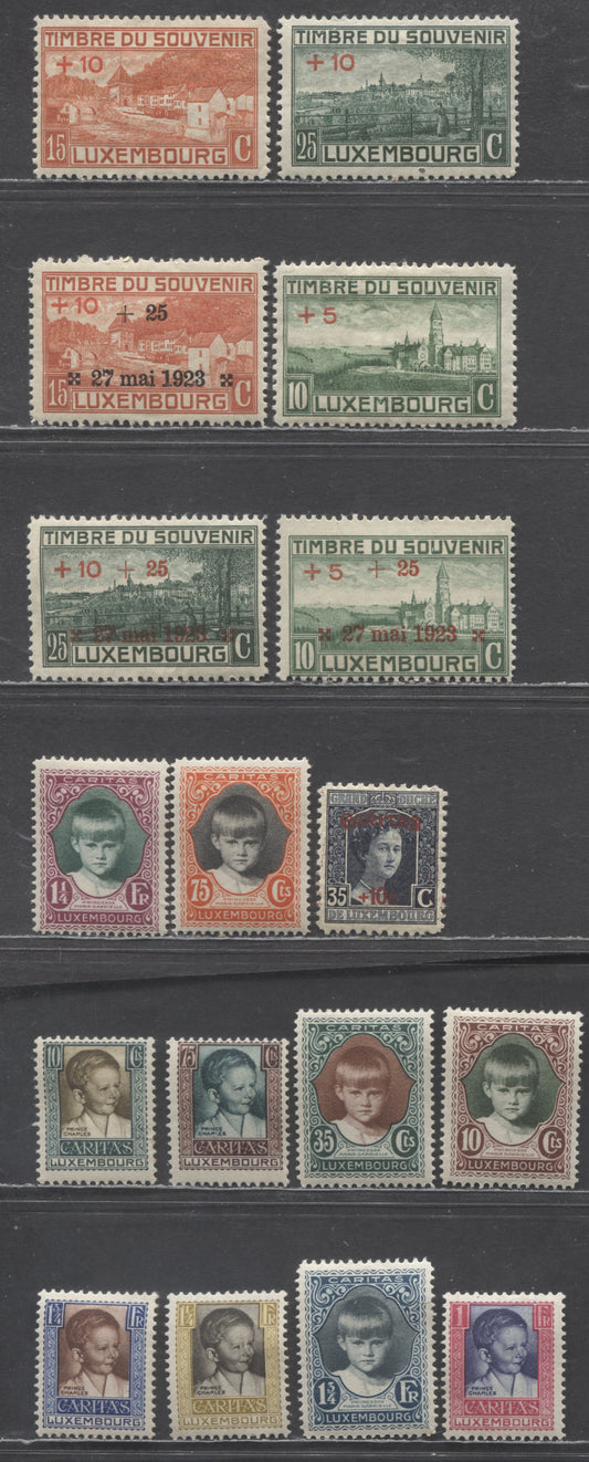 Lot 57 Luxembourg SC#B1/B44 1921-1930 Semi Postals, 17 F/VFOG/NH Singles, Click on Listing to See ALL Pictures, Estimated Value $20