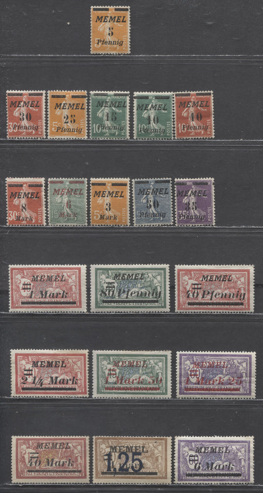 Lot 67 Memel SC#48/89 1922 Overprinted Issues, 20 F/VFOG Singles, Click on Listing to See ALL Pictures, Estimated Value $5