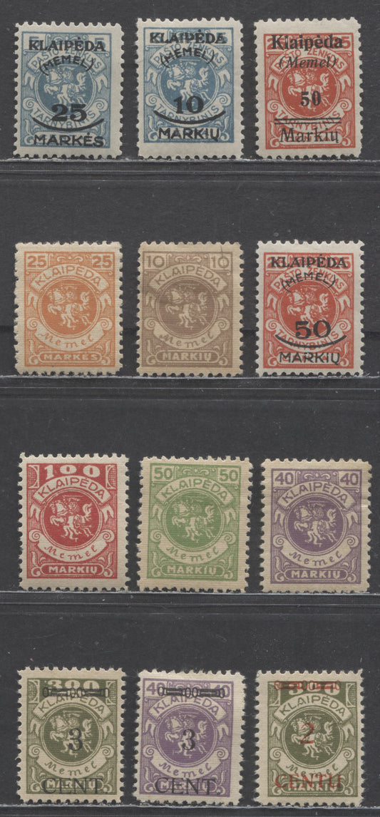 Lot 69 Memel SC#N3/N54 1923 Occupation Issues, 15 F/VFOG Singles, Click on Listing to See ALL Pictures, Estimated Value $15
