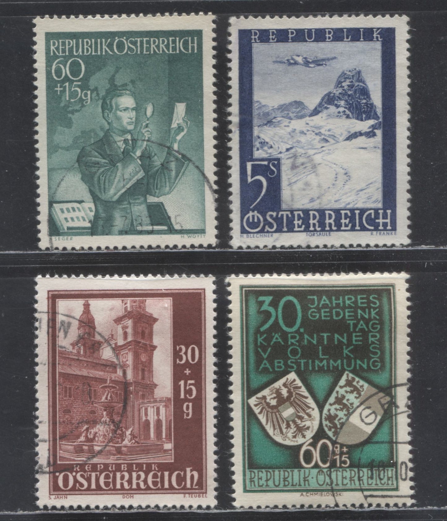 Lot 50 Austria SC#B253/C152 1948-1950 Plebiscite In Carinthia - Airmail Issues, 2 Very Fine Used Singles, Click on Listing to See ALL Pictures, 2017 Scott Cat. $40.75