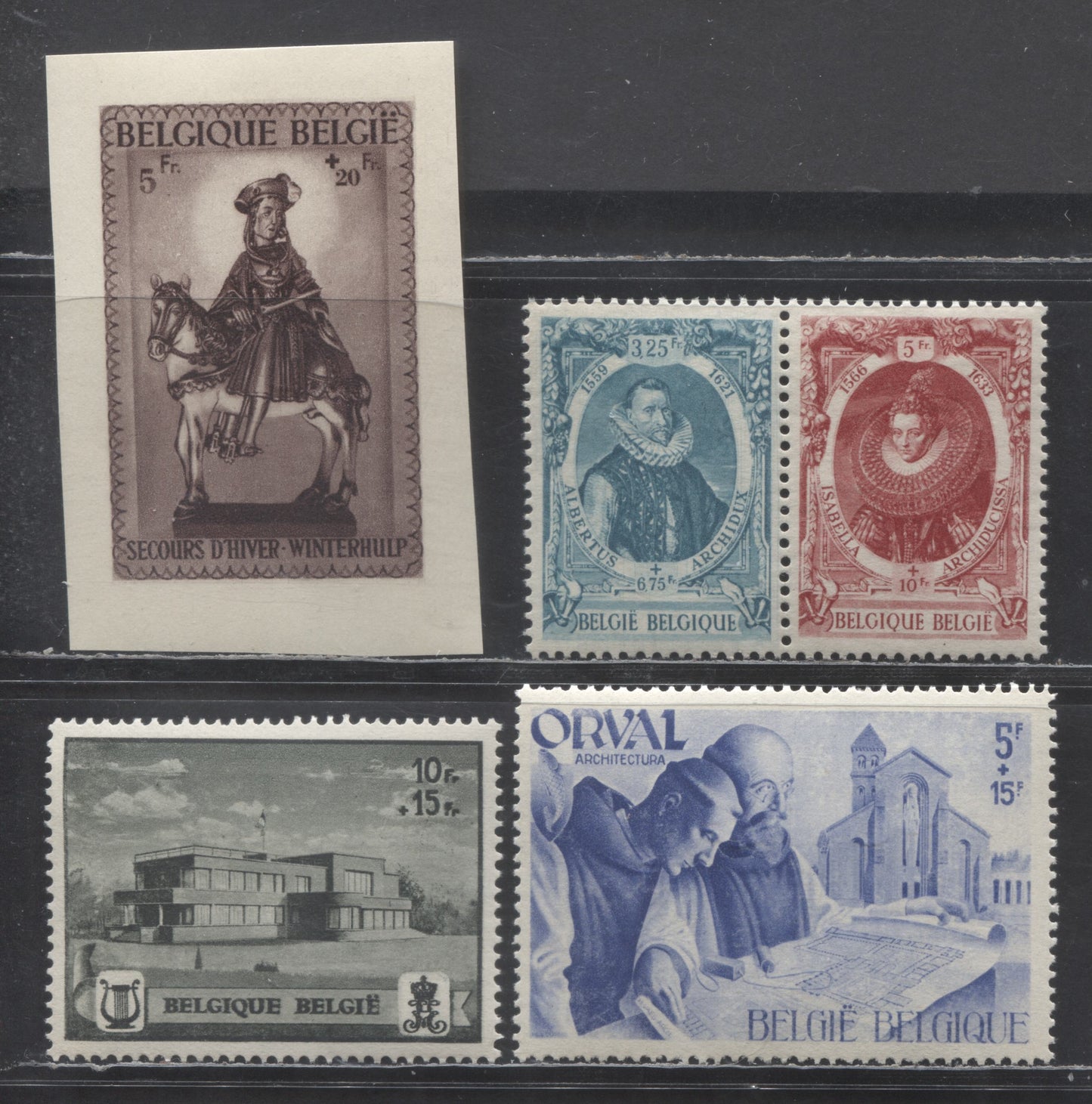 Lot 58 Belgium SC#B302Ab/B317var 1941 Semi Postals, 4 VFOG & NH Souvenir Sheet Singles & Pair, Click on Listing to See ALL Pictures, Estimated Value $29