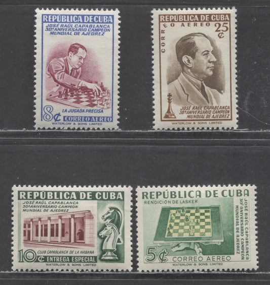 Lot 368 Cuba SC#C44/E14 1951 Jose Raul Cupablanca Issues, 4 VFOG Singles, Click on Listing to See ALL Pictures, Estimated Value $32