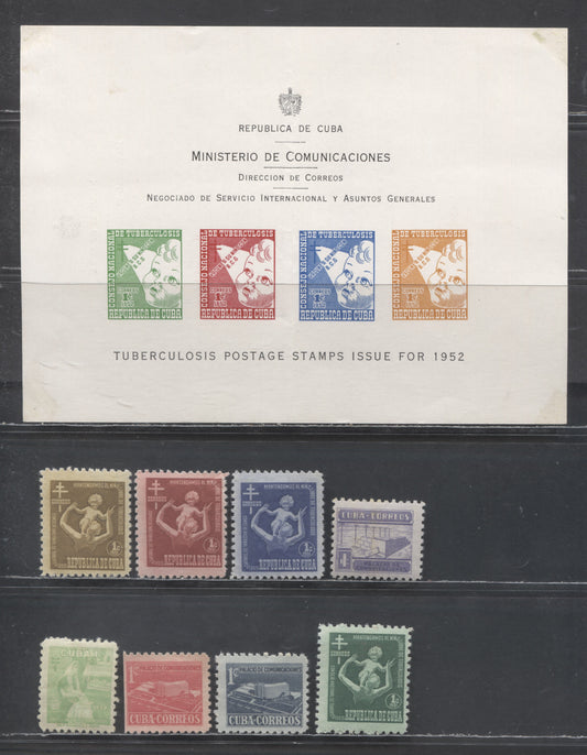 Lot 369 Cuba SC#RA11/RA38 1951-1957 Postal Tax Issues, Includes Unlisted Souvenir Sheet Containing The 1952 Issue, 9 F/VFOG & Unused Singles & Souvenir Sheet, Click on Listing to See ALL Pictures, Estimated Value $10