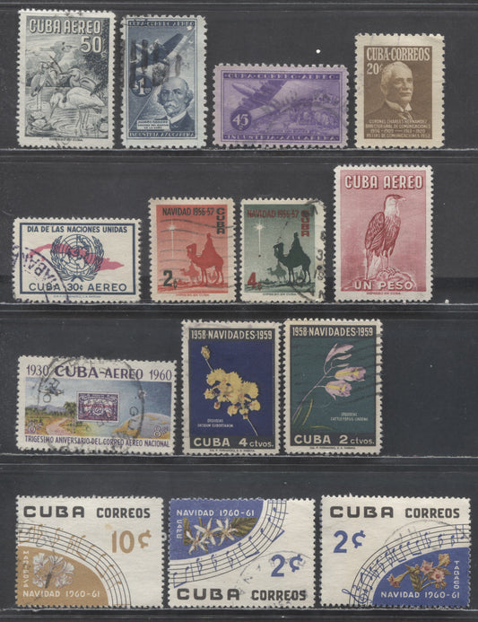 Lot 373 Cuba SC#489/C214 1952-1960 Charles Hernandez Y Sandrino - 30th Anniversary Of National Mail Service, 14 Fine/Very Fine Used Singles, Click on Listing to See ALL Pictures, Estimated Value $25
