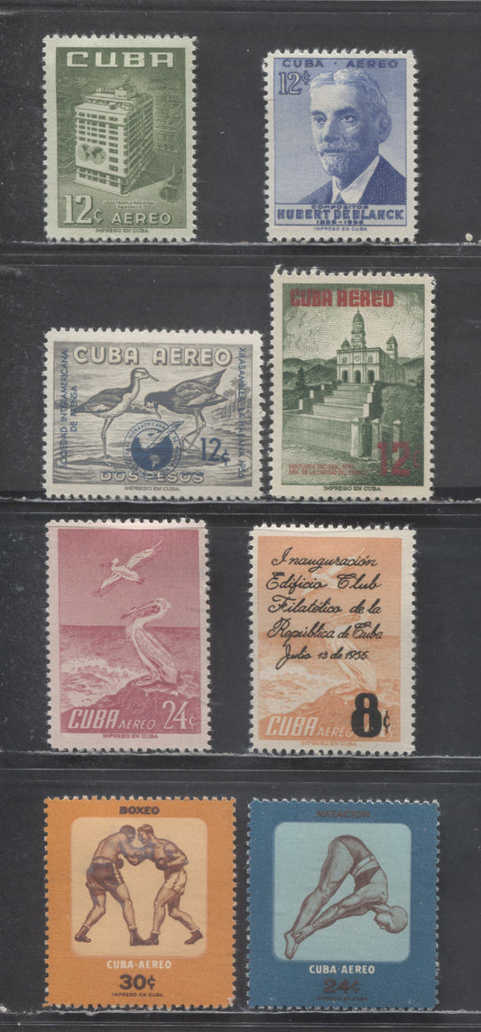 Lot 377 Cuba SC#C135/C161 1956 Hubert De Blanck - Young Cuban Athletes Airmail Issues, 8 VFOG Singles, Click on Listing to See ALL Pictures, Estimated Value $16