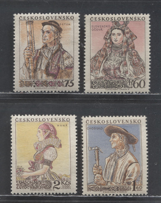 Lot 384 Czechoslovakia SC#707-710 1955 Regional Costumes Issue, 4 VFOG Singles, Click on Listing to See ALL Pictures, Estimated Value $17