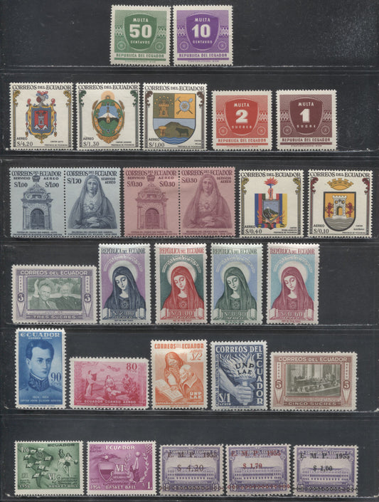 Lot 392 Ecuador SC#C227/J21 1952-1958 Canonization Of Mariana de Jesus Paredes y Flores - Postage Dues, 28 VFOG & NH Singles, Click on Listing to See ALL Pictures, 2017 Scott Cat. $18.9
