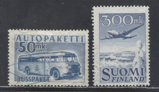 Lot 422 Finland SC#C3/Q8 1950-1958 Airmail & Parcel Post Issues, 2 Fine Used Singles, Click on Listing to See ALL Pictures, Estimated Value $12