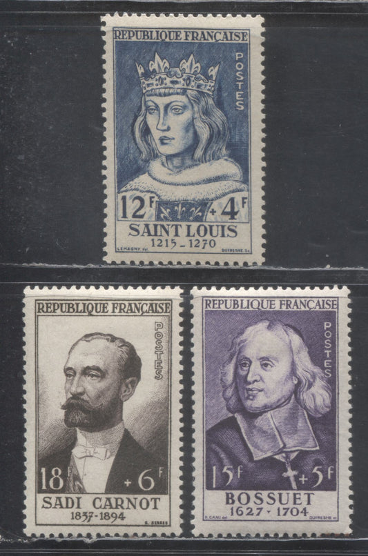 Lot 427 France SC#B285-B287 1954 Portraits Semi Postals, 3 VFOG & NH Singles, Click on Listing to See ALL Pictures, Estimated Value $42