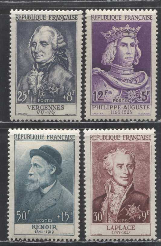 Lot 429 France SC#B294/B299 1955 Portrait Semi Postals, 4 VFOG Singles, Click on Listing to See ALL Pictures, Estimated Value $48