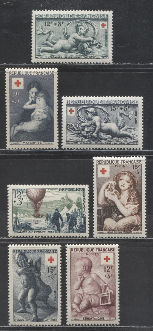 Lot 431 France SC#B273/B301 1952-1955 Semi Postals, 7 VFNH & OG Singles, Click on Listing to See ALL Pictures, Estimated Value $30