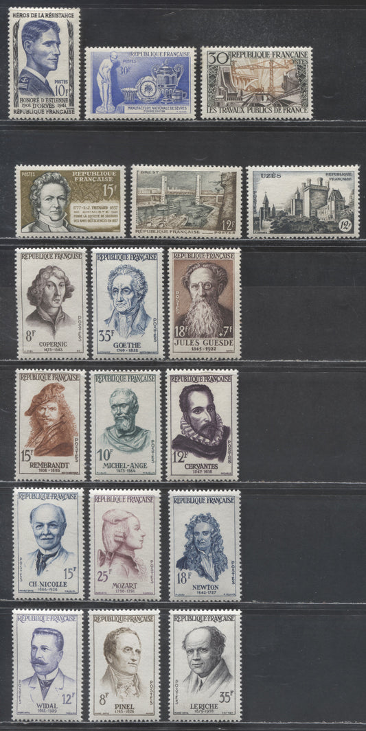 Lot 438 France SC#820/B317 1957-1958 Bicentenary Of Sevres Porcelain Works - French Physicians Issues, 18 VFNH & OG Singles, Click on Listing to See ALL Pictures, Estimated Value $18