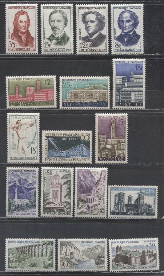 Lot 440 France SC#869/949 1958-1960 Heroes - Landmarks Issues, 16 VFNH & OG Singles, Click on Listing to See ALL Pictures, Estimated Value $23