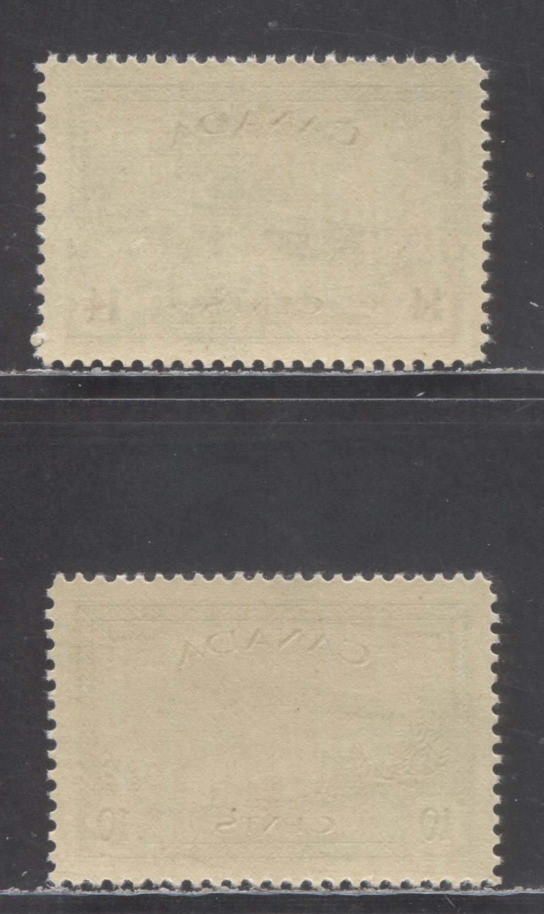 Lot 48 Canada #269-270 10c-14c Olive-Black Brown Great Bear Lake - Hydroelectric Station, 1946 KGVI Peace Issue, 2 VFNH Singles, With Horizontal Mesh Paper With Cream Gum