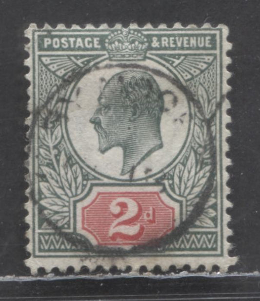 Lot 56 Great Britain SC#130c 2p Deep Green & Carmine 1902-1911 King Edward VII Issue, Somerset House Printing, A Fine Used Single, Click on Listing to See ALL Pictures, 2022 Scott Classic Cat. $22