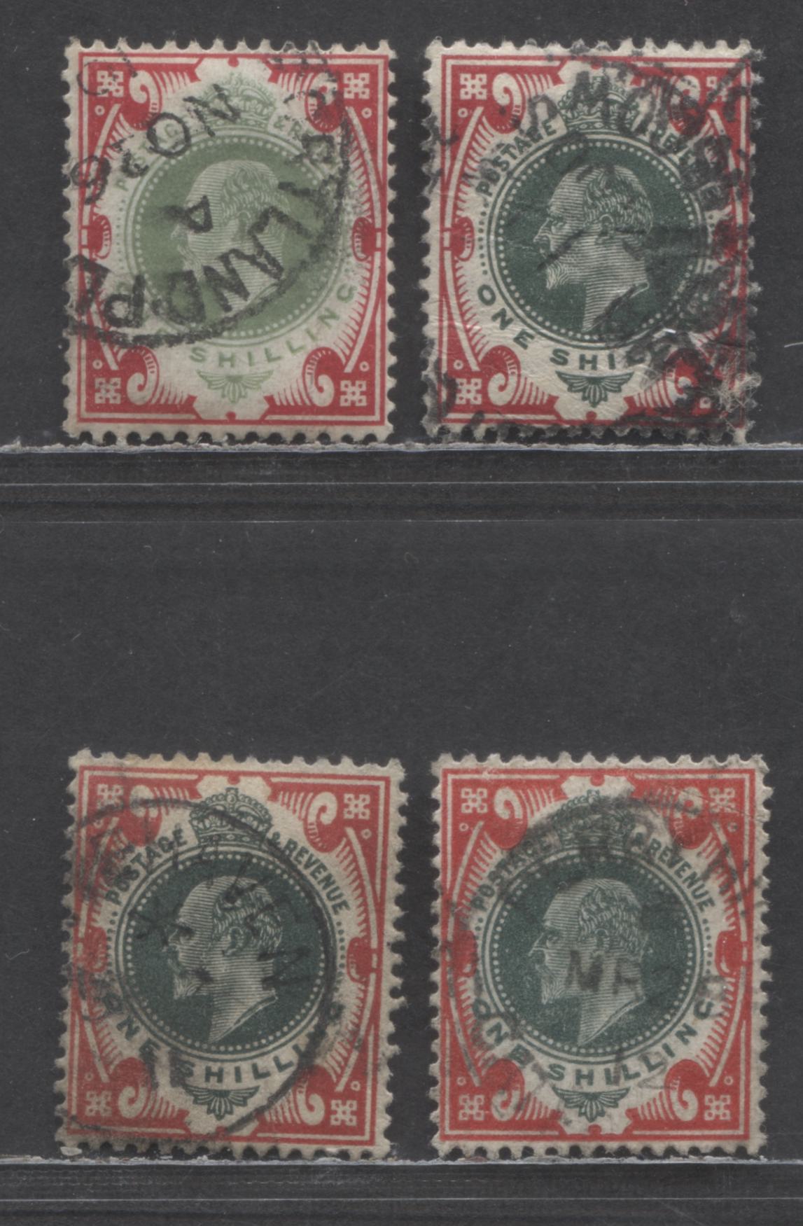 Lot 63 Great Britain SC#138-138d 1902-1911 King Edward VII Issue, De La Rue & Somerset House Printings On Ordianry & Chalky Papers, 4 Fine/Very Fine Used Singles, Click on Listing to See ALL Pictures, Estimated Value $95