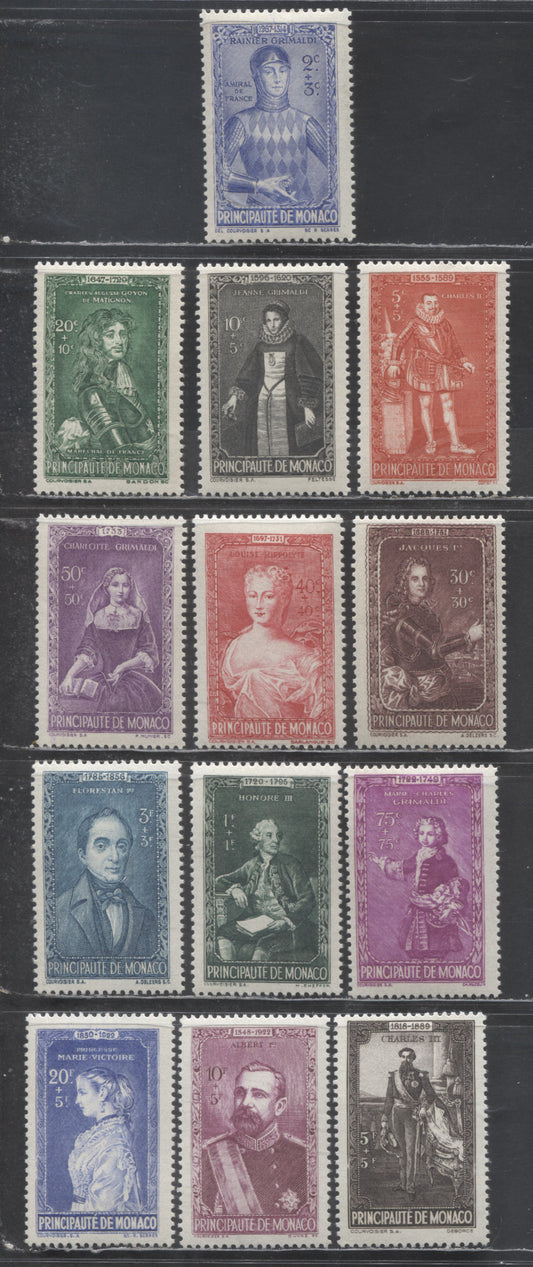 Lot 66 Monaco SC#B61/B75 1942 Semi Postals, Missing B70-B71, 13 F/VFOG & NH Singles, Click on Listing to See ALL Pictures, Estimated Value $22