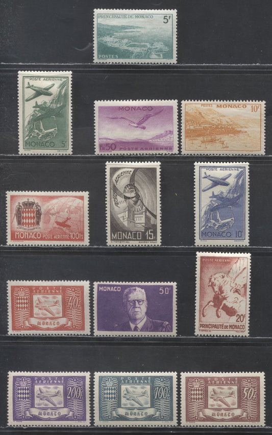 Lot 68 Monaco SC#228/C13 1943-1946 Prince Louis II - Airmail Issues, 13 VFOG Singles, Click on Listing to See ALL Pictures, Estimated Value $15