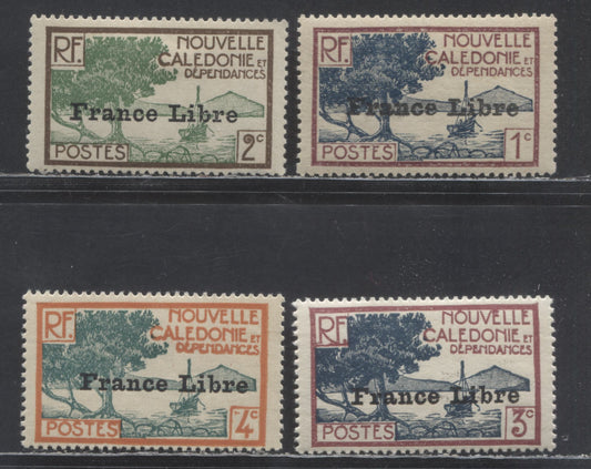 Lot 88 New Caledonia SC#217/220 1941 France Libre Overprints, 4 VFOG Singles, Click on Listing to See ALL Pictures, Estimated Value $30