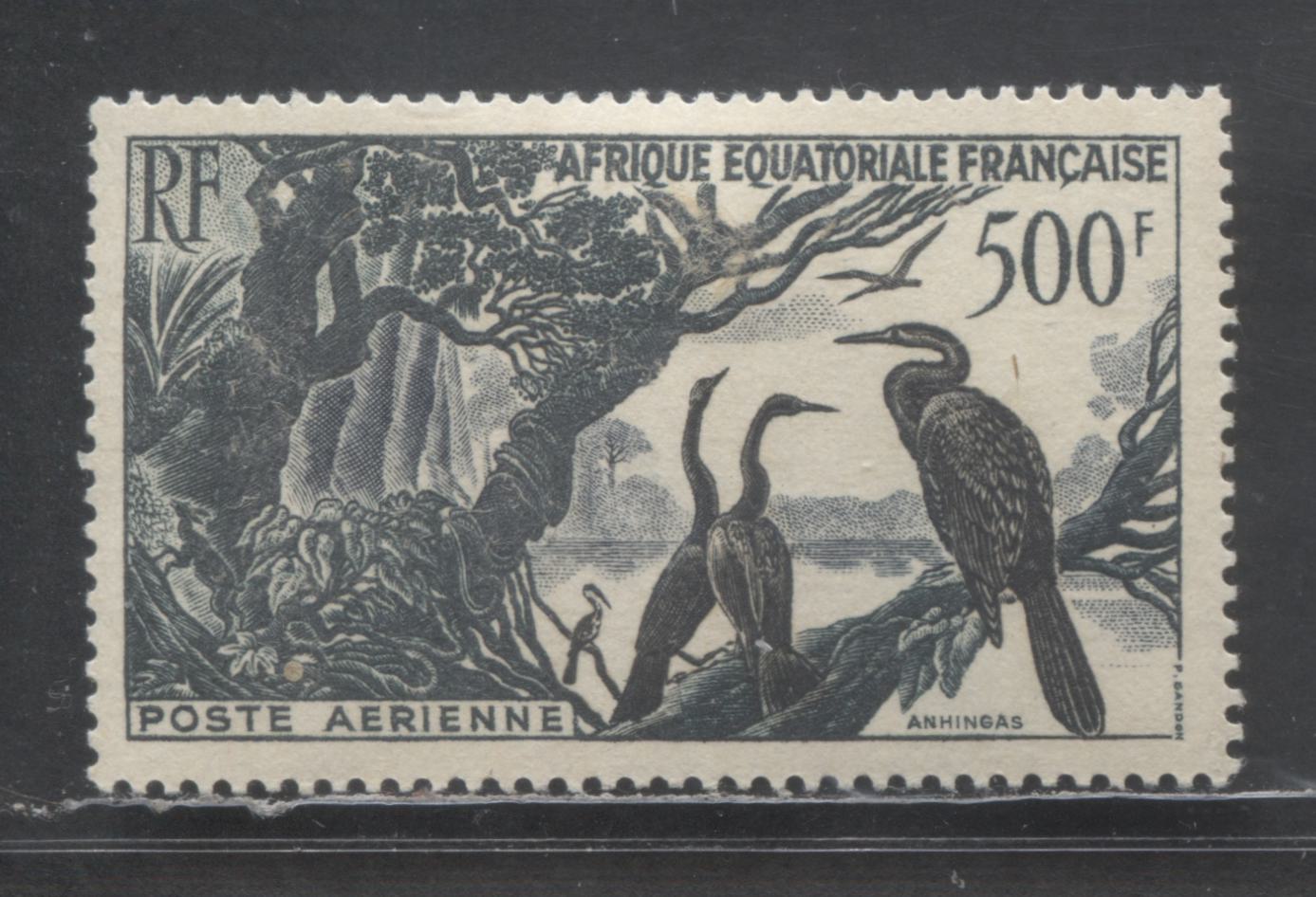 Lot 1 French Equatorial Africa SC#C37 500f Black 1953 Airmail Issue, A VFOG Single, Click on Listing to See ALL Pictures, Estimated Value $23