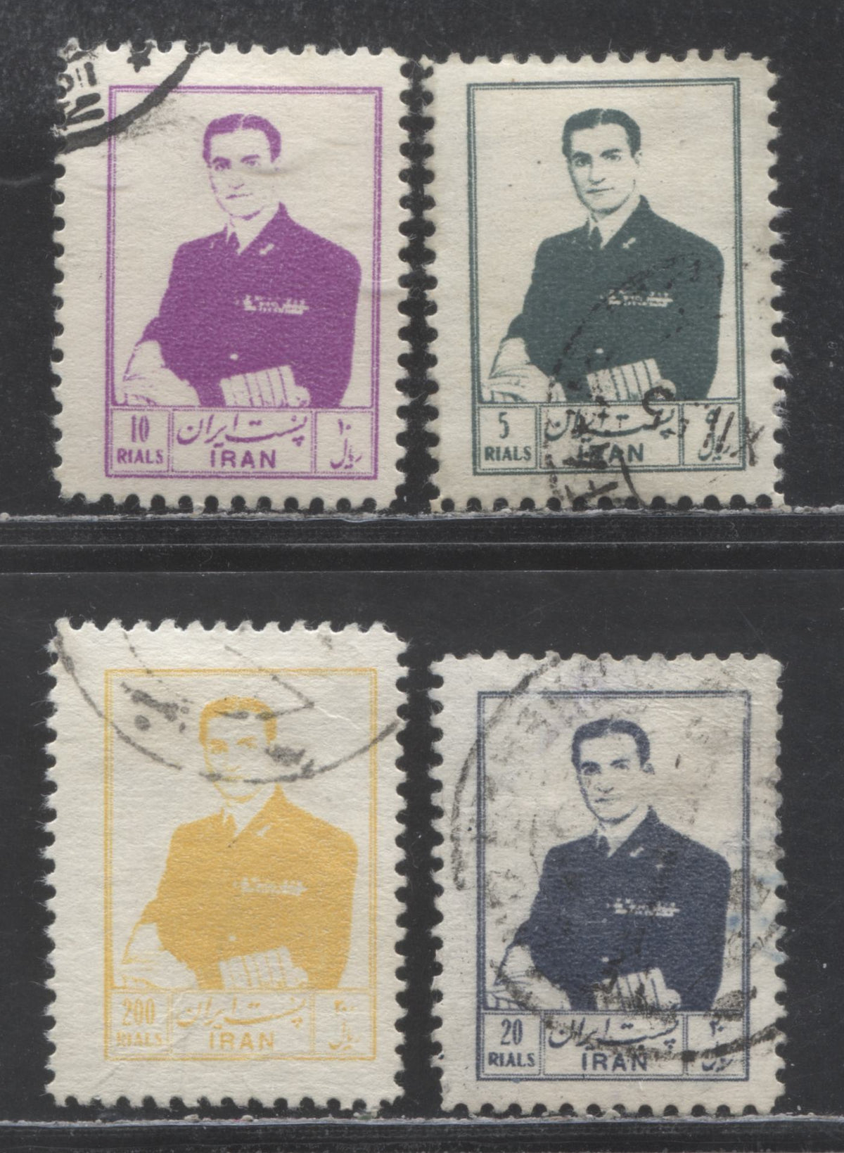Lot 120 Iran SC#1008/1014 1954-1955 Reza Shah Pahlevi Definitives, 4 F ...