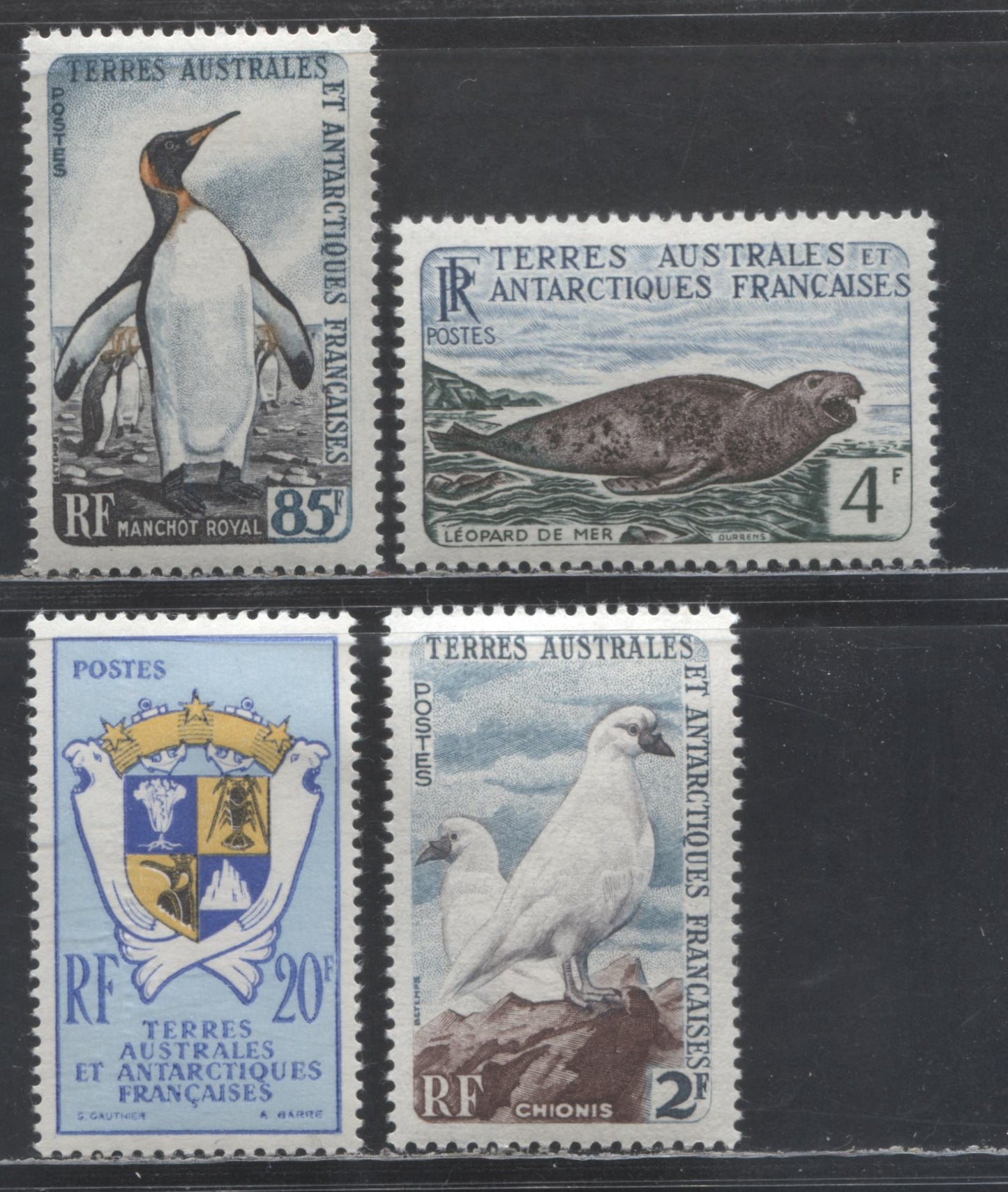 Lot 12 French Southern & Antarctic Territory SC#15/19 1959-1960 Arms - Wildlife Issues, 4 VFOG Singles, Click on Listing to See ALL Pictures, Estimated Value $25