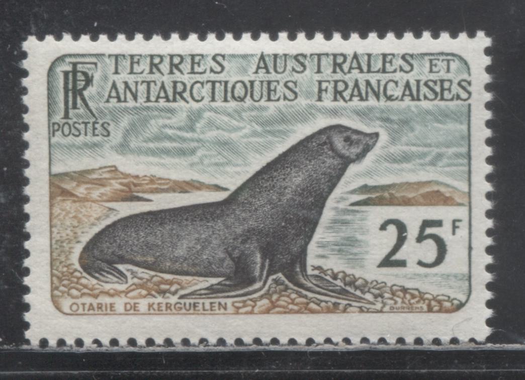 Lot 13 French Southern & Antarctic Territory SC#18 25f Slate Green, Bistre Brown & Black 1960 Wildlife Issue, A VFOG Single, Click on Listing to See ALL Pictures, Estimated Value $45