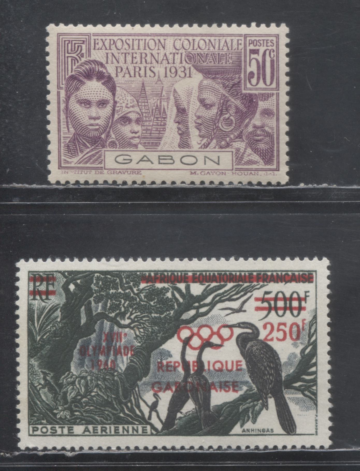 Lot 18 Gabon SC#121/C3 1931-1960 Paris Exhibition - Olympics Airmail Issues, 2 VFNH & OG Singles, Click on Listing to See ALL Pictures, Estimated Value $10