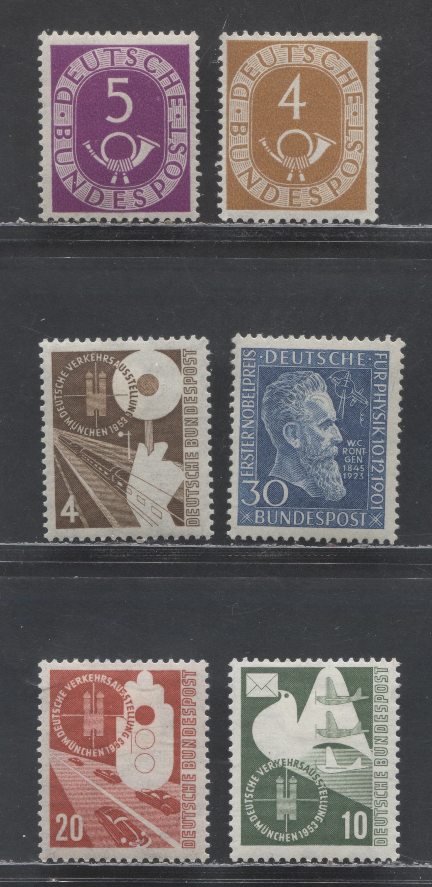 Lot 21 Germany SC#671/700 1951-1952 Posthorn Definitives - Exhibition Of Transport & Communications, 6 VFOG Singles, Click on Listing to See ALL Pictures, Estimated Value $19