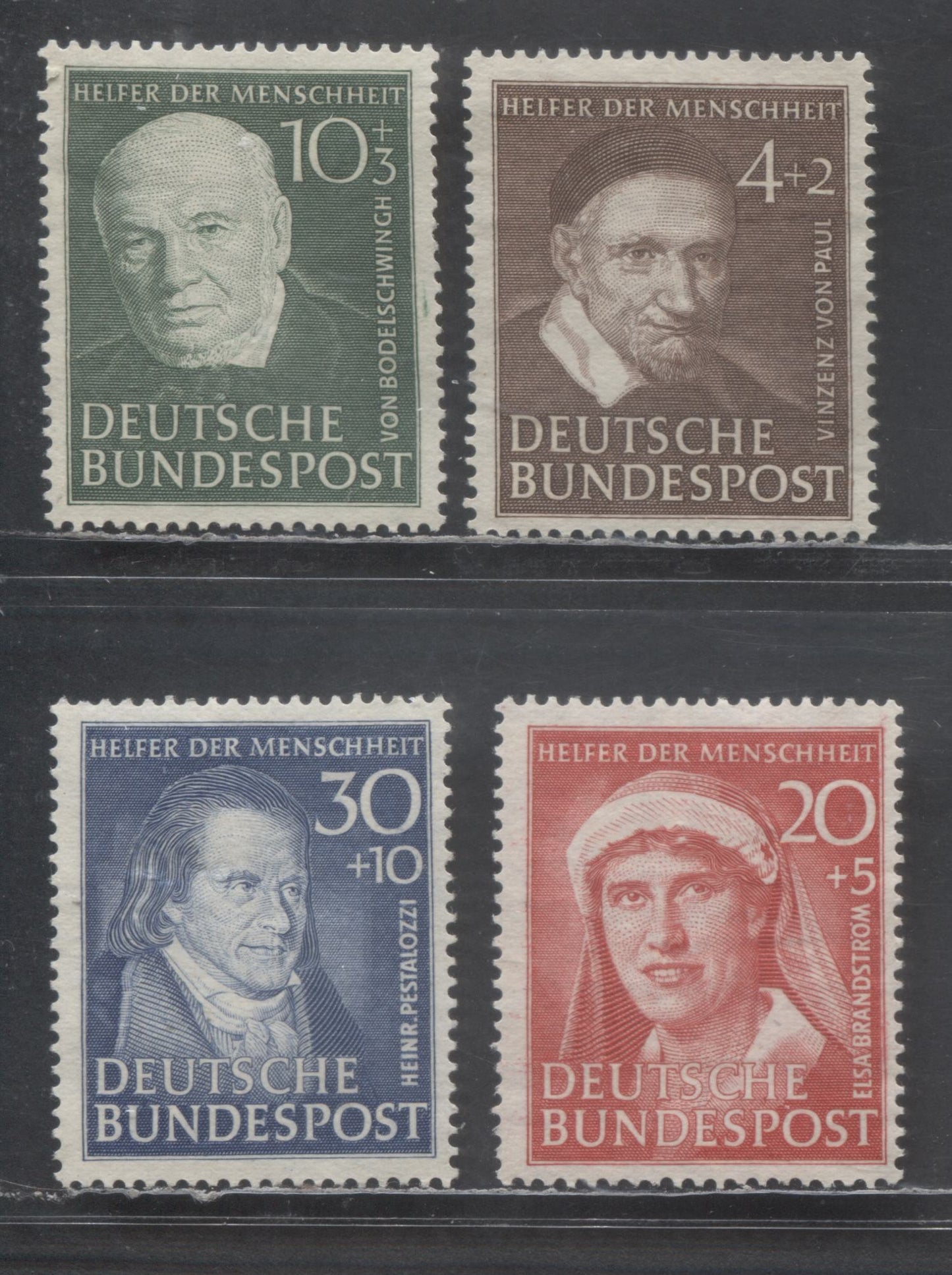 Lot 29 Germany SC#B320/B323 1951 Portrait Semi Postals, With No Gum, 4 Fine/Very Fine Unused Singles, Click on Listing to See ALL Pictures, Estimated Value $10
