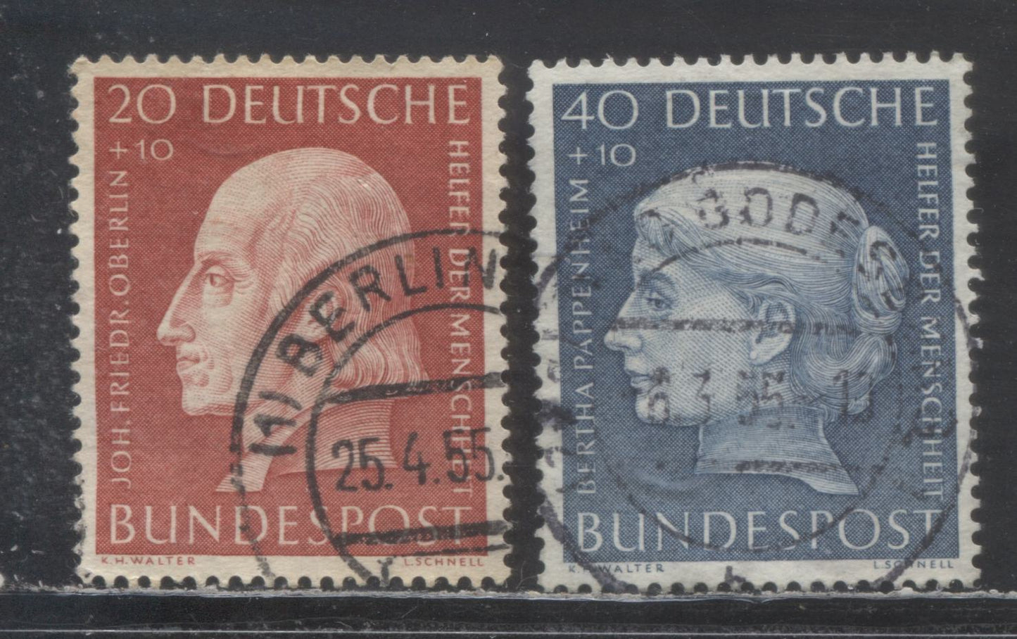 Lot 34 Germany SC#B340-B341 1954 Portraits Semi Postals, 2 Very Fine Used Singles, Click on Listing to See ALL Pictures, 2022 Scott Cat. $34.5