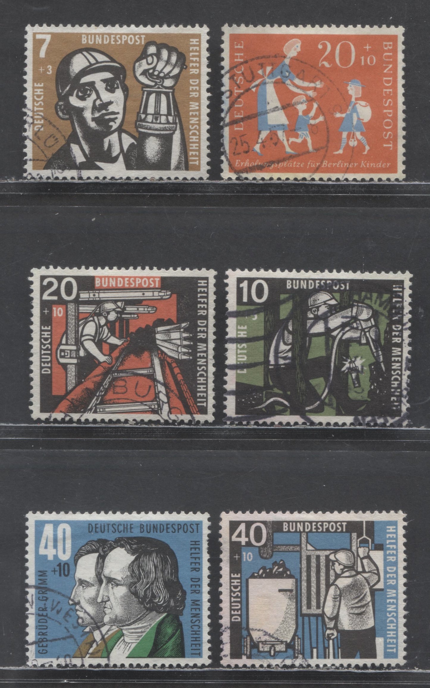 Lot 37A Germany SC#B355/B371 1957-1959 Semi Postals, 6 Very Fine Used Singles, Click on Listing to See ALL Pictures, 2022 Scott Cat. $27
