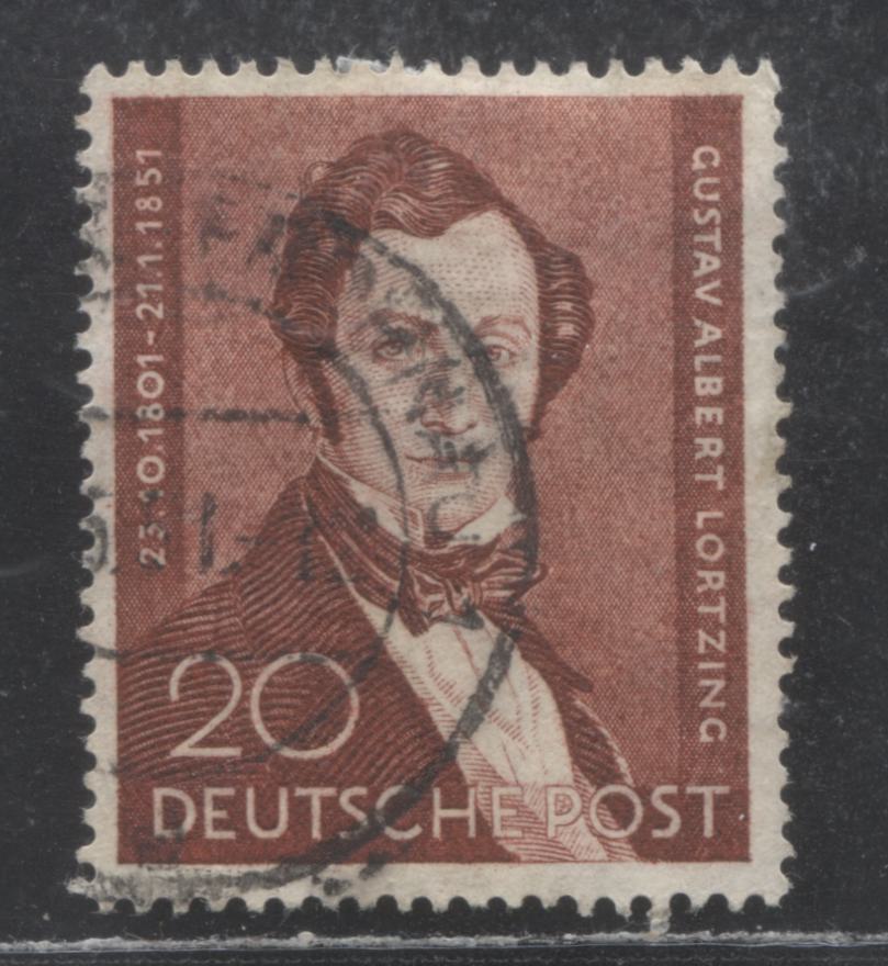 Lot 41 Germany - Berlin SC#9N69 20pf Red Brown 1951 Alfred Lortzing Issue, A Fine/Very Fine Used Single, Click on Listing to See ALL Pictures, Estimated Value $30