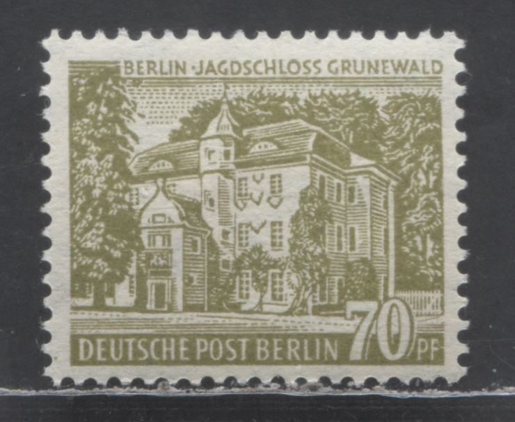 Lot 46 Germany - Berlin SC#9N110 70pf Olive Green 1954 Gronewald Hunting Lodge Definitive, A VFOG Single, Click on Listing to See ALL Pictures, Estimated Value $30