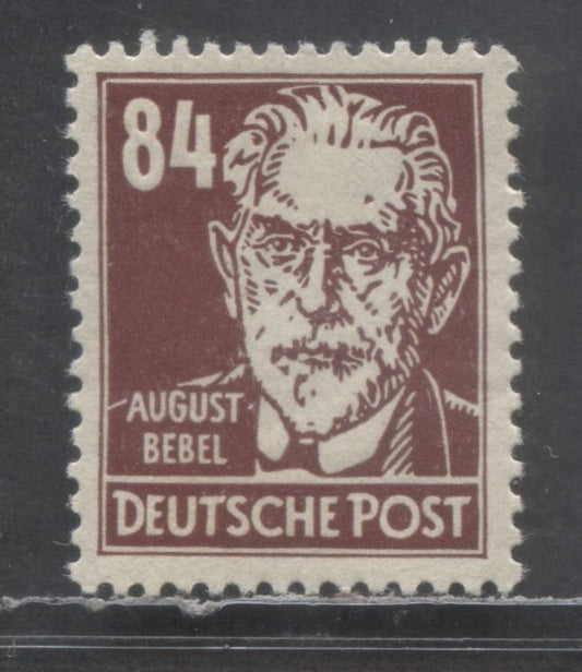 Lot 59 German Democratic Republic SC#136 84pf Brown Lake 1953 Portraits Issue, A VFOG Single, Click on Listing to See ALL Pictures, Estimated Value $20