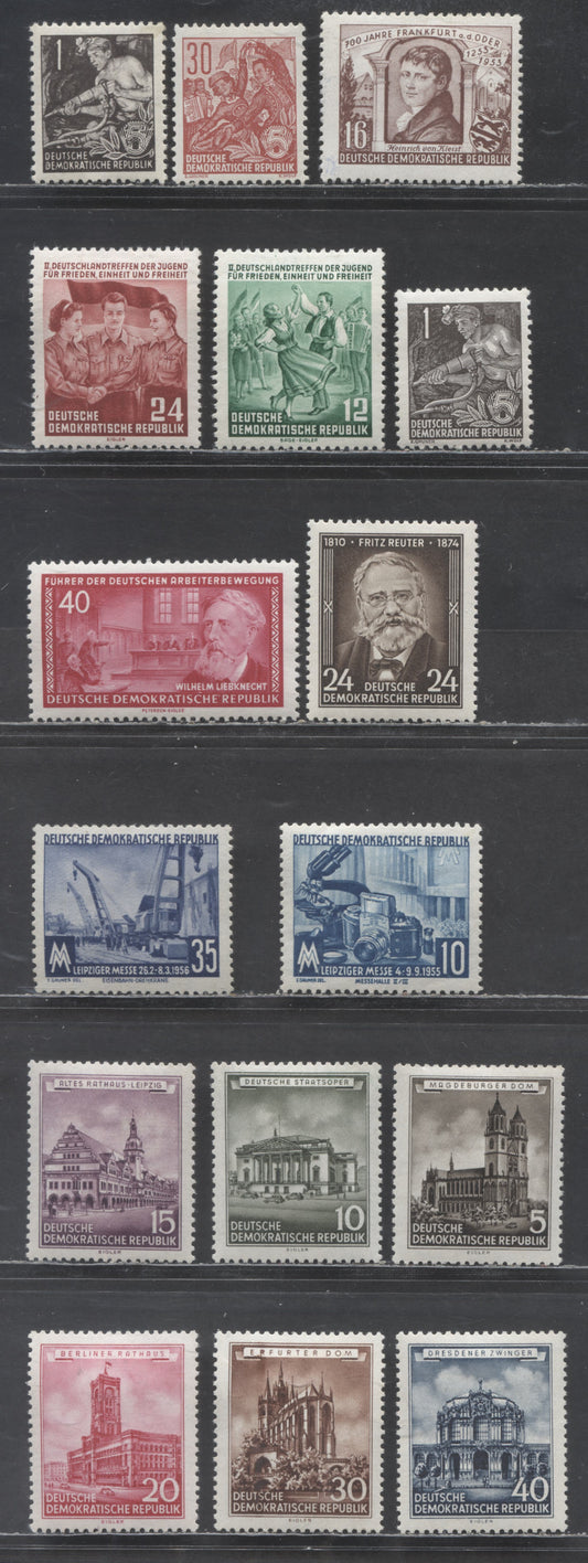 Lot 60 German Democratic Republic SC#151/287 1953-1956 700th Anniversary Of Founding Of Frankfurt - Leipzig Spring Fair Issues, 15 VFOG Singles, Click on Listing to See ALL Pictures, Estimated Value $16