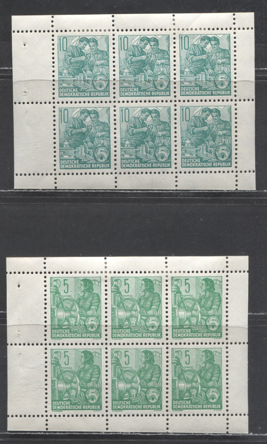 Lot 63A German Democratic Republic SC#330c/477b 1957-1960 Pictorial Definitives, 2 VFOG Booklet Panes Of 6, Click on Listing to See ALL Pictures, Estimated Value $6