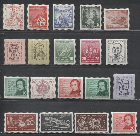 Lot 65 German Democratic Republic SC#255/327 1955-1957 10th Anniversary of Land Reform Program - Nature Conservation Week Issues, 20 VFOG & NH Singles, Click on Listing to See ALL Pictures, Estimated Value $16