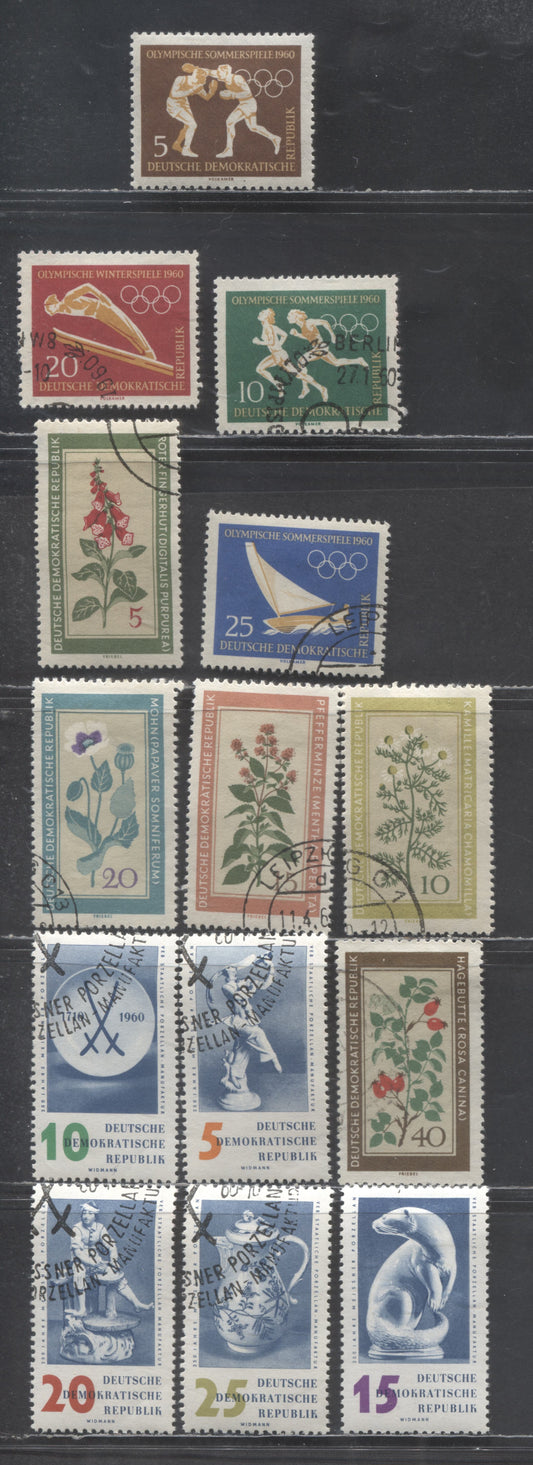 Lot 69 German Democratic Republic SC#488/508 1960 Olympics - Meissen Porcelain Works Issues, 14 Very Fine Used & OG Singles, Click on Listing to See ALL Pictures, 2022 Scott Cat. $12.85