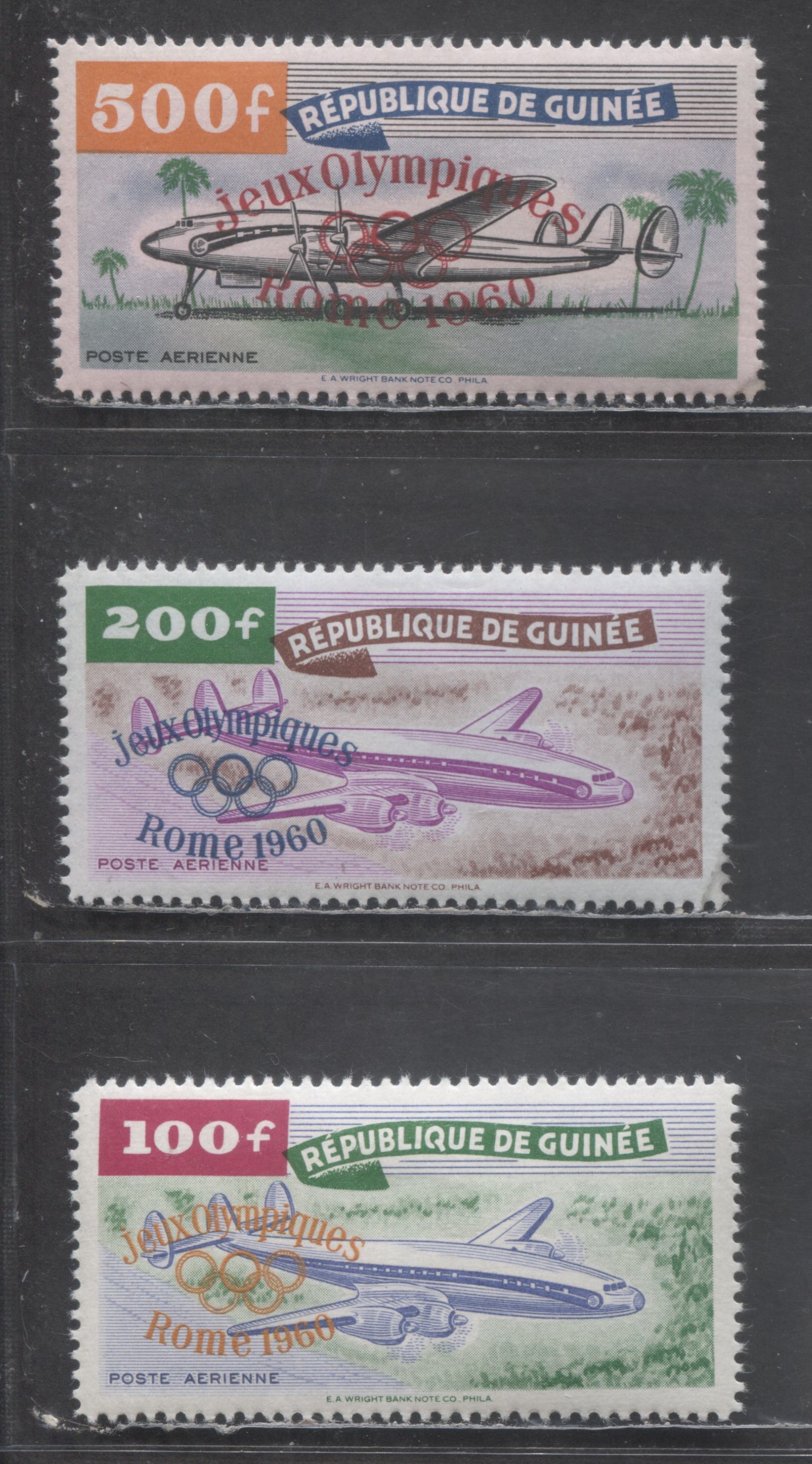 Lot 78 Guinea SC#C24-C26 1960 Olympic Games Overprinted Airmails, 3 VF ...