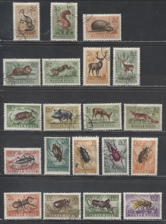 Lot 92 Hungary SC#C11/C145 1953-1954 Wildlife & Insect Airmails, 20 Very Fine Used Singles, Click on Listing to See ALL Pictures, 2022 Scott Cat. $15.15