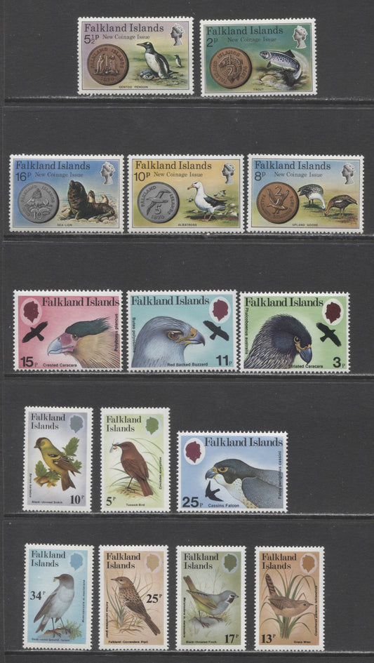 Lot 137 Falkland Islands SC#245-359 1975-1982 Birds Issue, 15 F/VFNH Singles, Click on Listing to See ALL Pictures, Estimated Value $15
