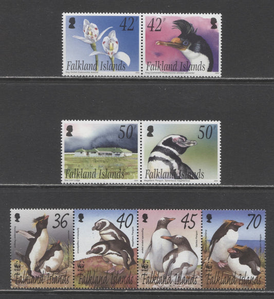Lot 139 Falkland Islands SC#820a/867 2002-2004 Penguins - Sea Lion Island Flora & Fauna Issues, 3 VFNH Pairs & Strip Of 4, Click on Listing to See ALL Pictures, 2017 Scott Cat. $34