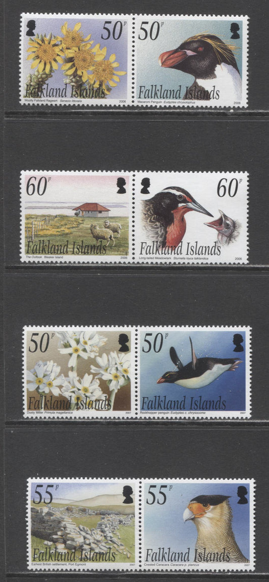 Lot 140 Falkland Islands SC#912/943 2006-2007 Bleaker Island & Saunders Island Flora & Fauna Issues, 4 VFNH Pairs, Click on Listing to See ALL Pictures, 2017 Scott Cat. $31.5